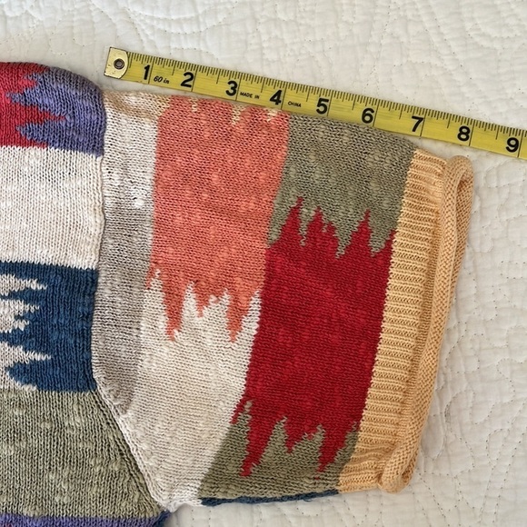 Cotton Blend Women’s Sweater Top Cardigan Large Southwestern Patchwork Colorful - Picture 11 of 16